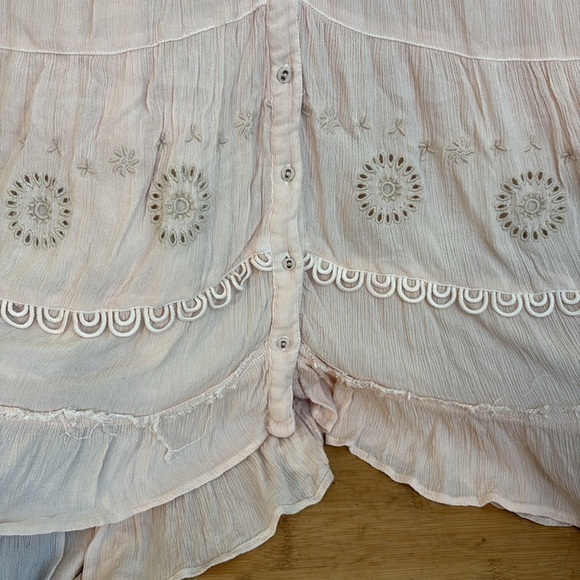 Free People Ecru Pink Pretty Cozy Viscose Tiered Sleeveless Boho Maxi Dress XL - Picture 10 of 17